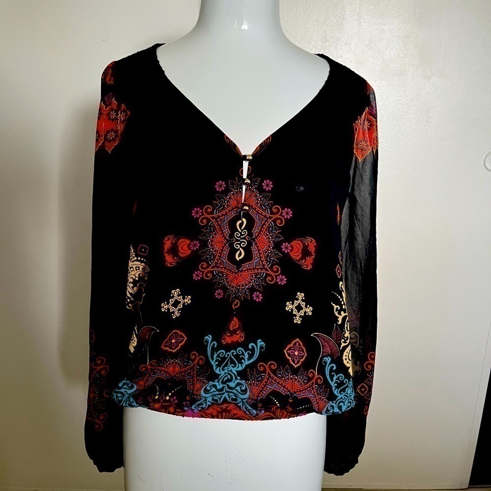 New Bebe black Stylish Print Top Size S/P
